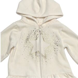 ADORABLE Kids Healthtex Cream & Gold Star Velour Hoodie and Pants Set | Girls 3T